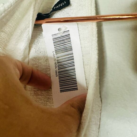 NWT ADRIANNA PAPELL White Crepe Sleeveless Crochet Lace Trim Tank Top Size Small - Picture 5 of 9